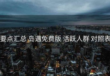 要点汇总 岛遇免费版 活跃人群 对照表