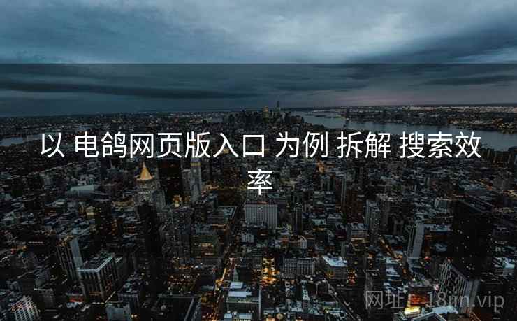 以 电鸽网页版入口 为例 拆解 搜索效率